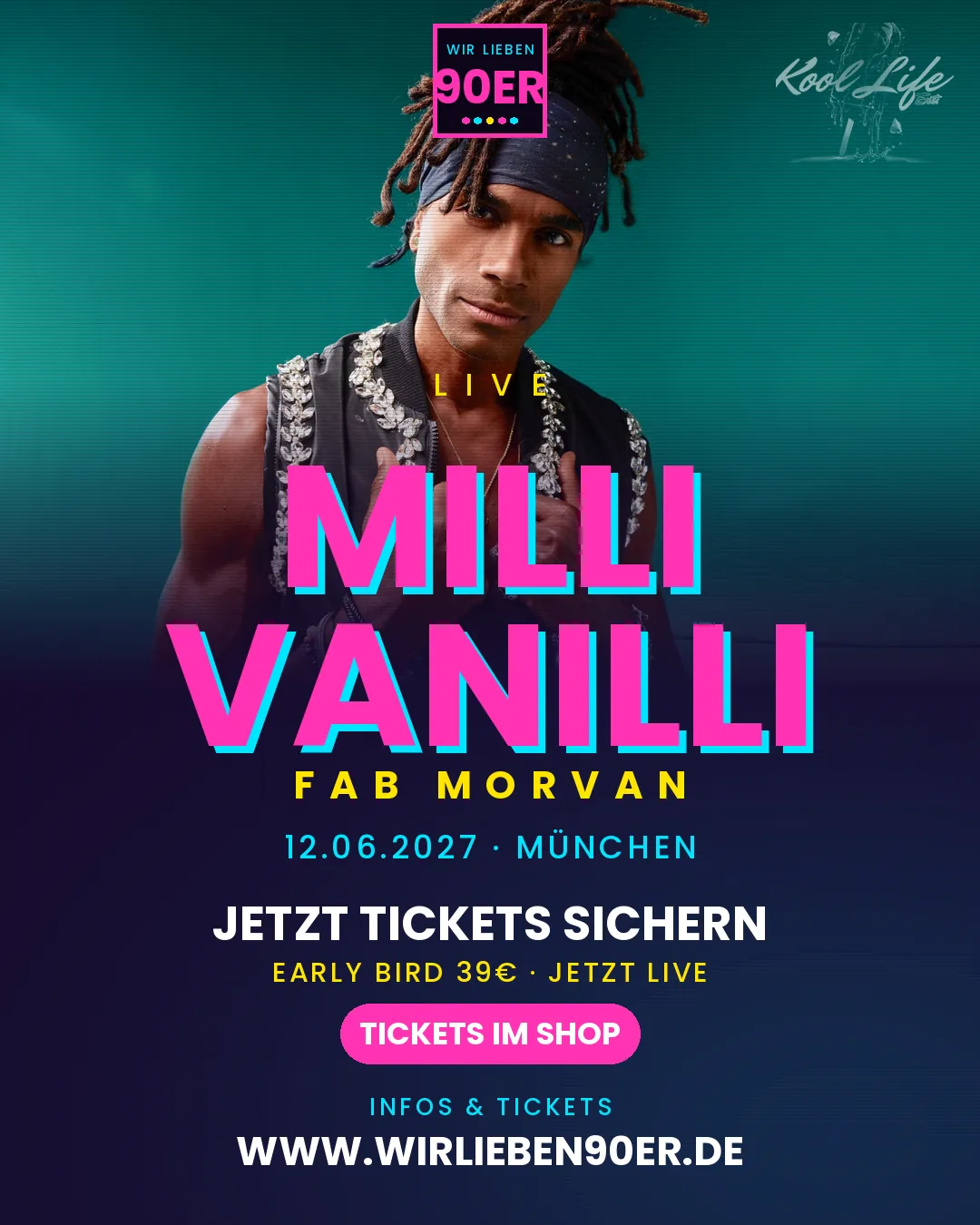 Poster: Milli Vanilli feat. Fab Morvan live am 12.06.2027 in München